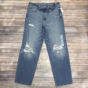 Old Navy Medium Dahlia Wash High Rise OG Loose Distressed Straight Leg Jeans 8